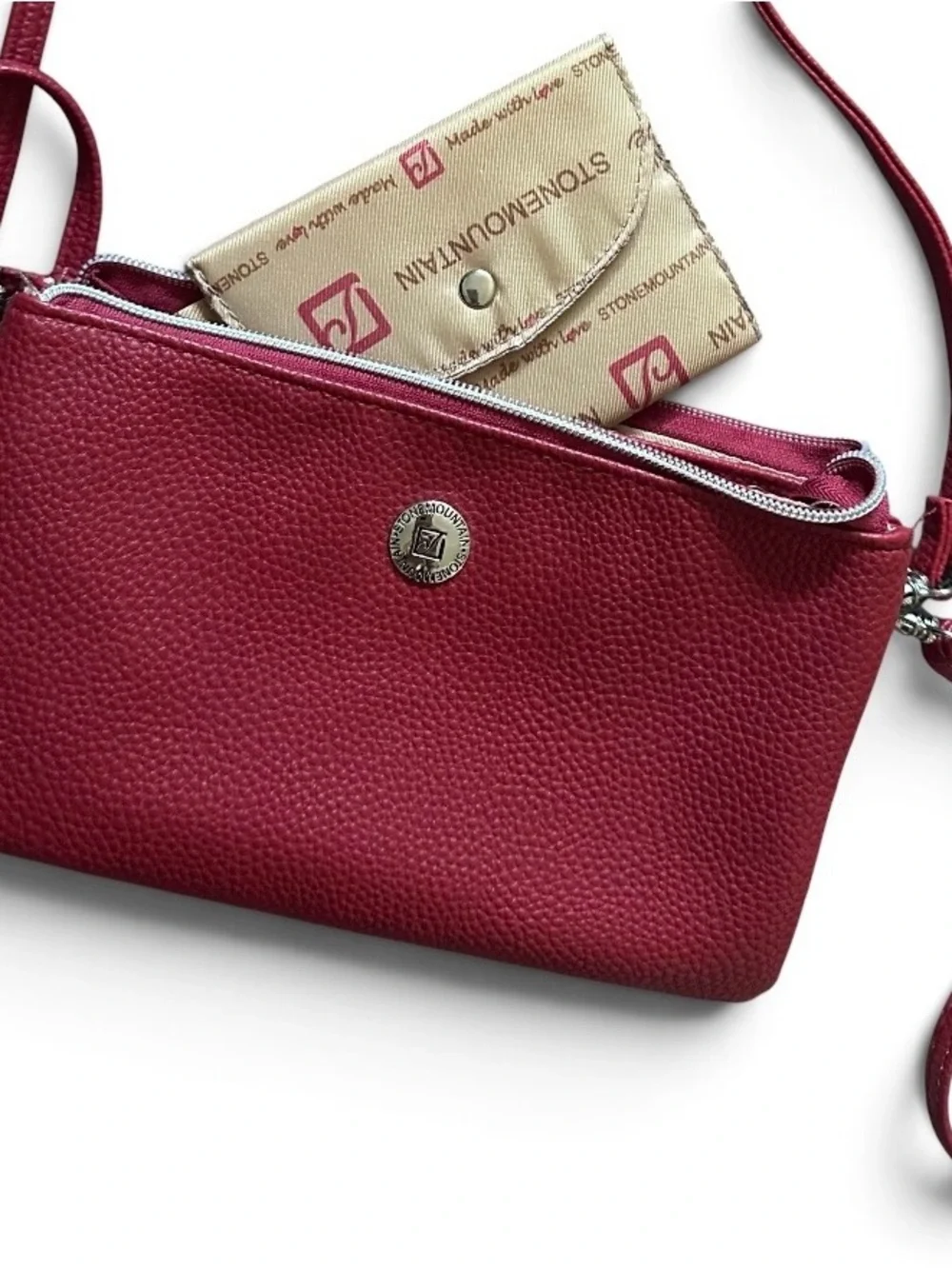 STONE MOUNTAIN | Pebbled Leather Convertible Crossbody & Clutch Handbag NWOT